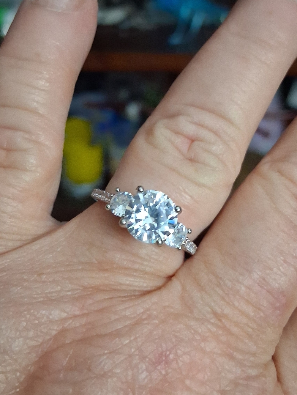 Approx 1 Carat CZ Cluster Engagement Ring in Sterling Silver Size 7